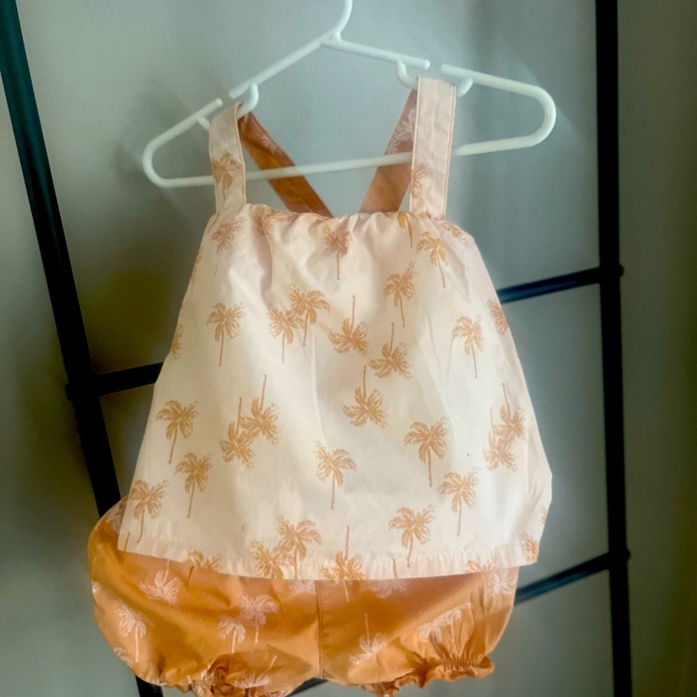 Made by Carters Baby Girl 9M Two Piece Palm Tree Design Dress.
